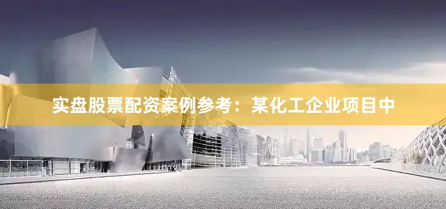 实盘股票配资案例参考：某化工企业项目中